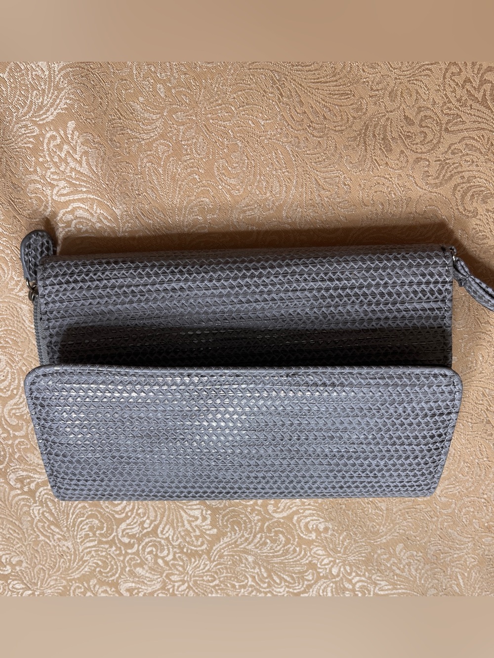 Gray Textured Wristlet Clutch - Wallet